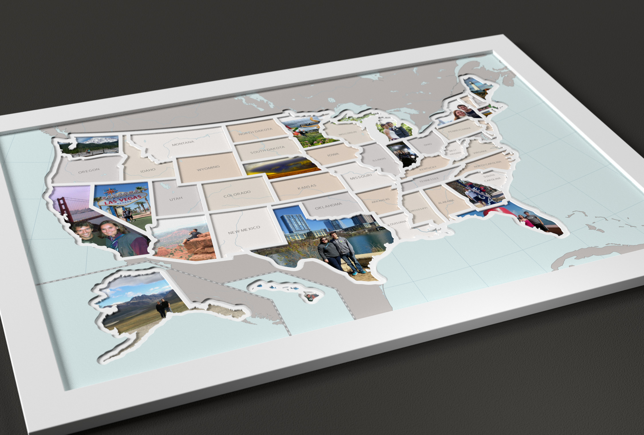 50 States Photo Map With Printed Background